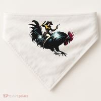 Cowgirl Riding Chicken Funny Retro Rodeo Rooster USA-Made Doggie Bandana thumb 0