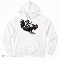 Cowgirl Riding Chicken Funny Retro Rodeo Rooster Hoodie thumb 0