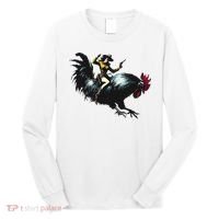 Cowgirl Riding Chicken Funny Retro Rodeo Rooster Long Sleeve Shirt thumb 0