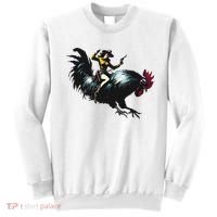 Cowgirl Riding Chicken Funny Retro Rodeo Rooster Sweatshirt thumb 0