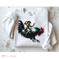 Cowgirl Riding Chicken Funny Retro Rodeo Rooster Sweatshirt thumb 2