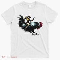 Cowgirl Riding Chicken Funny Retro Rodeo Rooster T-Shirt thumb 0