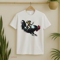 Cowgirl Riding Chicken Funny Retro Rodeo Rooster T-Shirt thumb 2