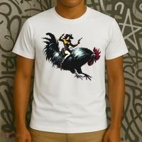 Cowgirl Riding Chicken Funny Retro Rodeo Rooster T-Shirt thumb 3