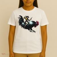 Cowgirl Riding Chicken Funny Retro Rodeo Rooster T-Shirt thumb 4