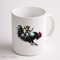 Cowgirl Riding Chicken Funny Retro Rodeo Rooster Coffee Mug thumb 1