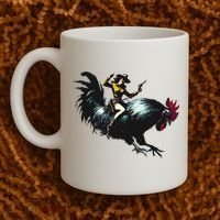 Cowgirl Riding Chicken Funny Retro Rodeo Rooster Coffee Mug thumb 2