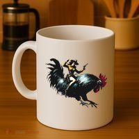 Cowgirl Riding Chicken Funny Retro Rodeo Rooster Coffee Mug thumb 4