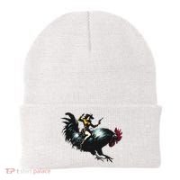 Cowgirl Riding Chicken Funny Retro Rodeo Rooster Beanie thumb 0