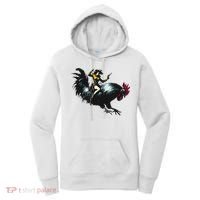Cowgirl Riding Chicken Funny Retro Rodeo Rooster Women's Hoodie thumb 0