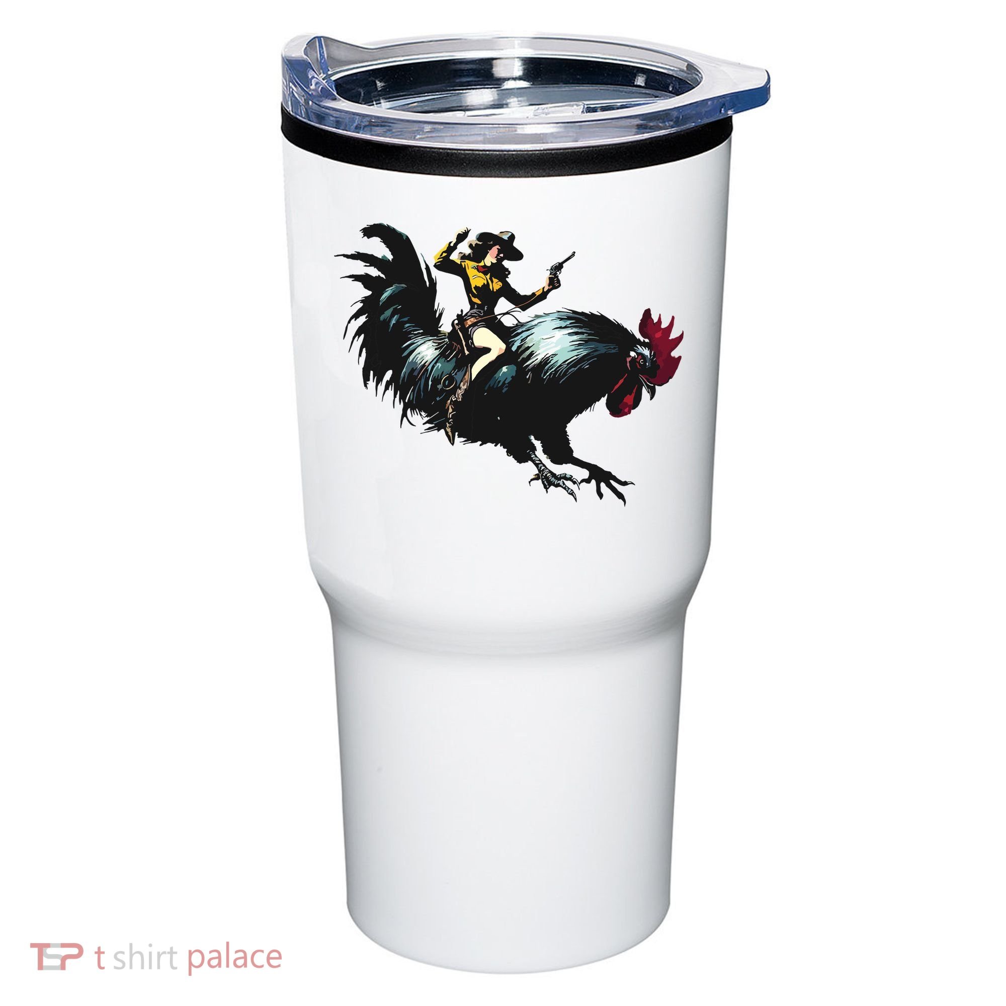 Cowgirl Riding Chicken Funny Retro Rodeo Rooster Tumbler