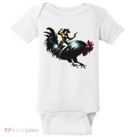 Cowgirl Riding Chicken Funny Retro Rodeo Rooster Baby Bodysuit thumb 0