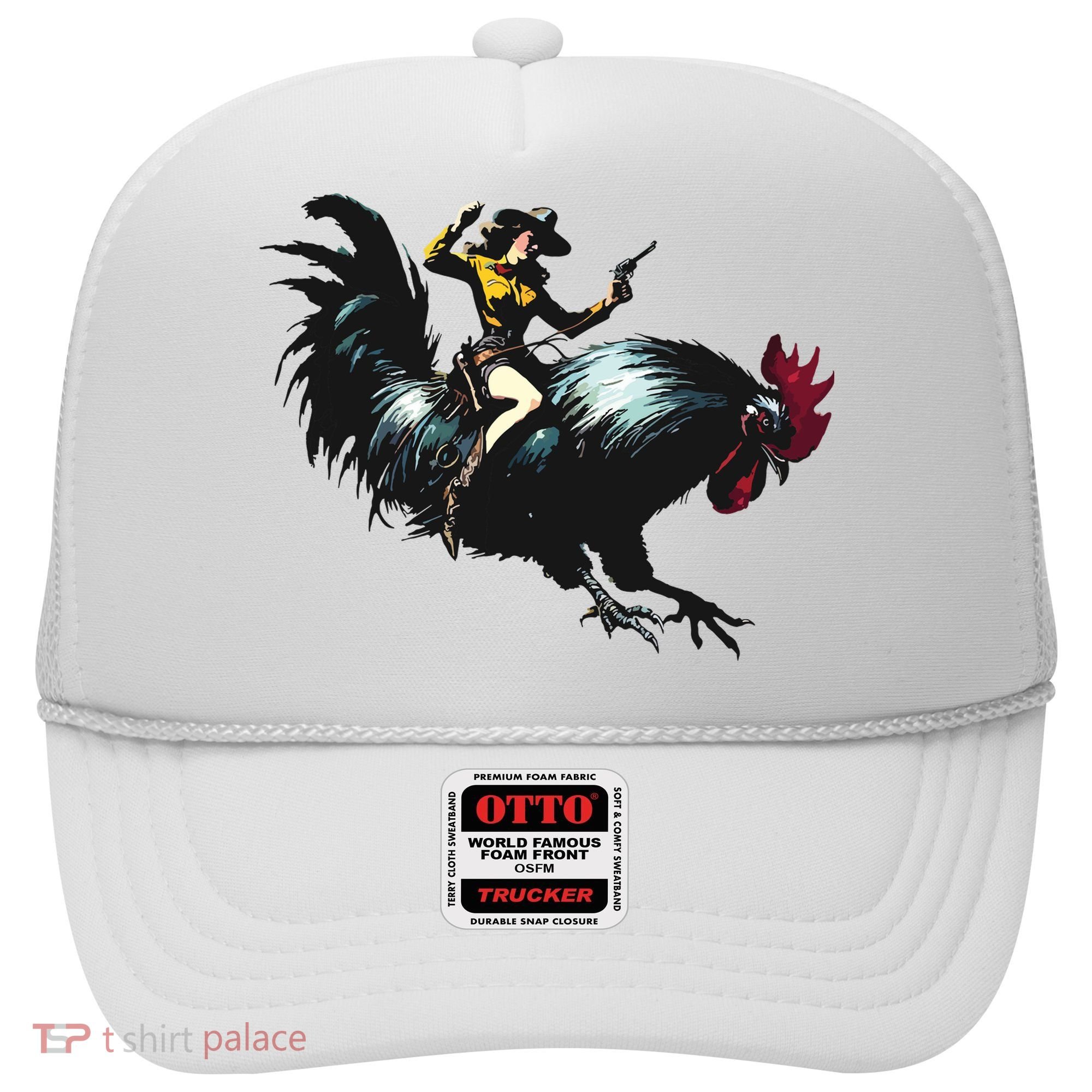 Cowgirl Riding Chicken Funny Retro Rodeo Rooster Hat