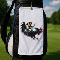 Cowgirl Riding Chicken Funny Retro Rodeo Rooster Golf Towel thumb 2