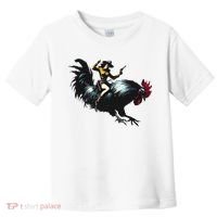 Cowgirl Riding Chicken Funny Retro Rodeo Rooster Toddler T-Shirt thumb 0