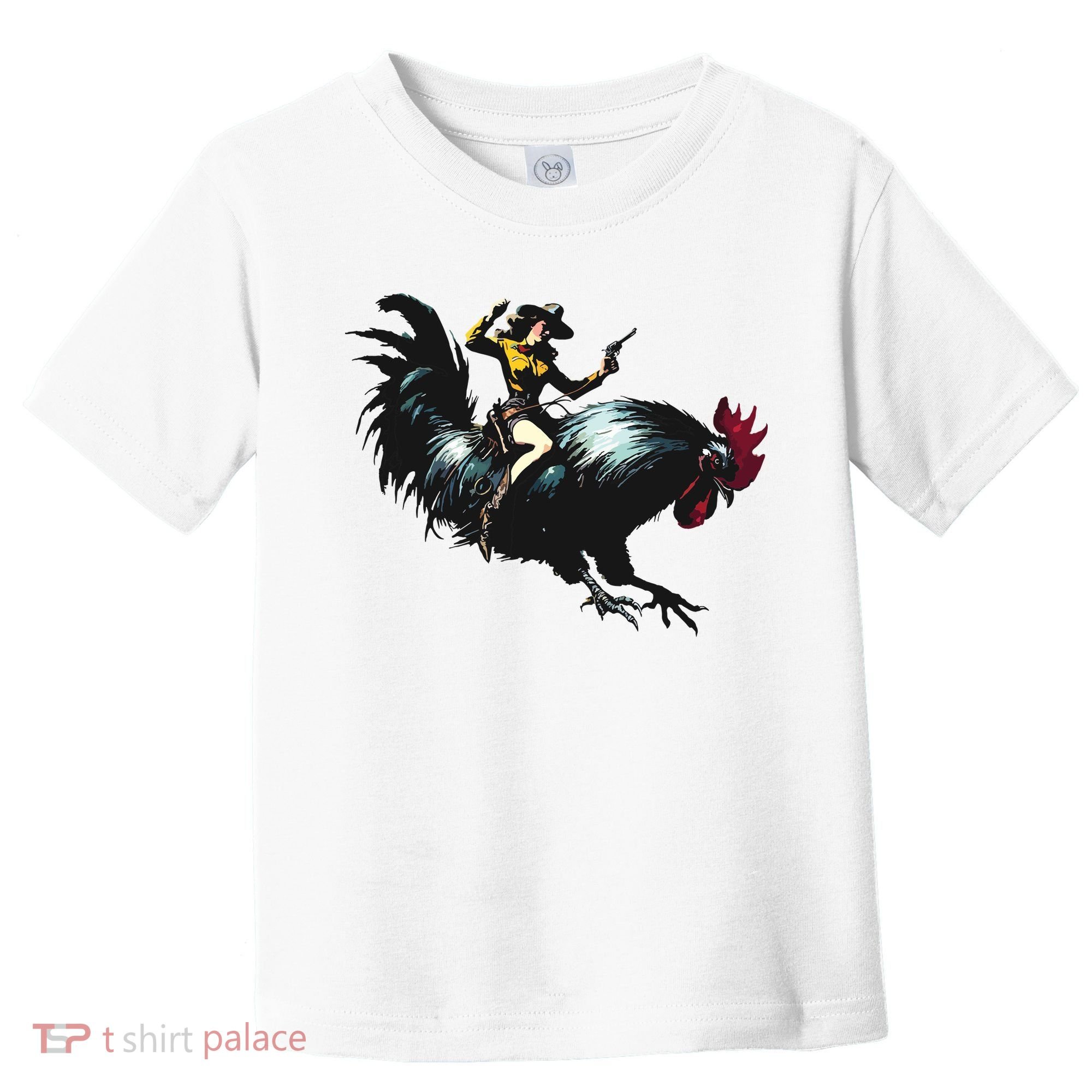 Cowgirl Riding Chicken Funny Retro Rodeo Rooster Toddler T-Shirt