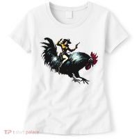 Cowgirl Riding Chicken Funny Retro Rodeo Rooster Women's T-Shirt thumb 0