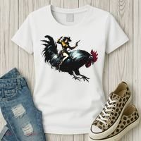 Cowgirl Riding Chicken Funny Retro Rodeo Rooster Women's T-Shirt thumb 3