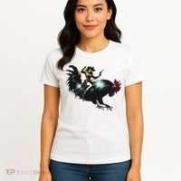 Cowgirl Riding Chicken Funny Retro Rodeo Rooster Women's T-Shirt thumb 4