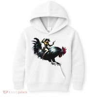 Cowgirl Riding Chicken Funny Retro Rodeo Rooster Kids Hoodie thumb 0