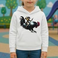 Cowgirl Riding Chicken Funny Retro Rodeo Rooster Kids Hoodie thumb 3