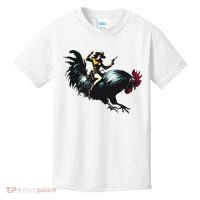 Cowgirl Riding Chicken Funny Retro Rodeo Rooster Kids T-Shirt thumb 0