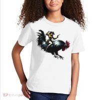 Cowgirl Riding Chicken Funny Retro Rodeo Rooster Kids T-Shirt thumb 2