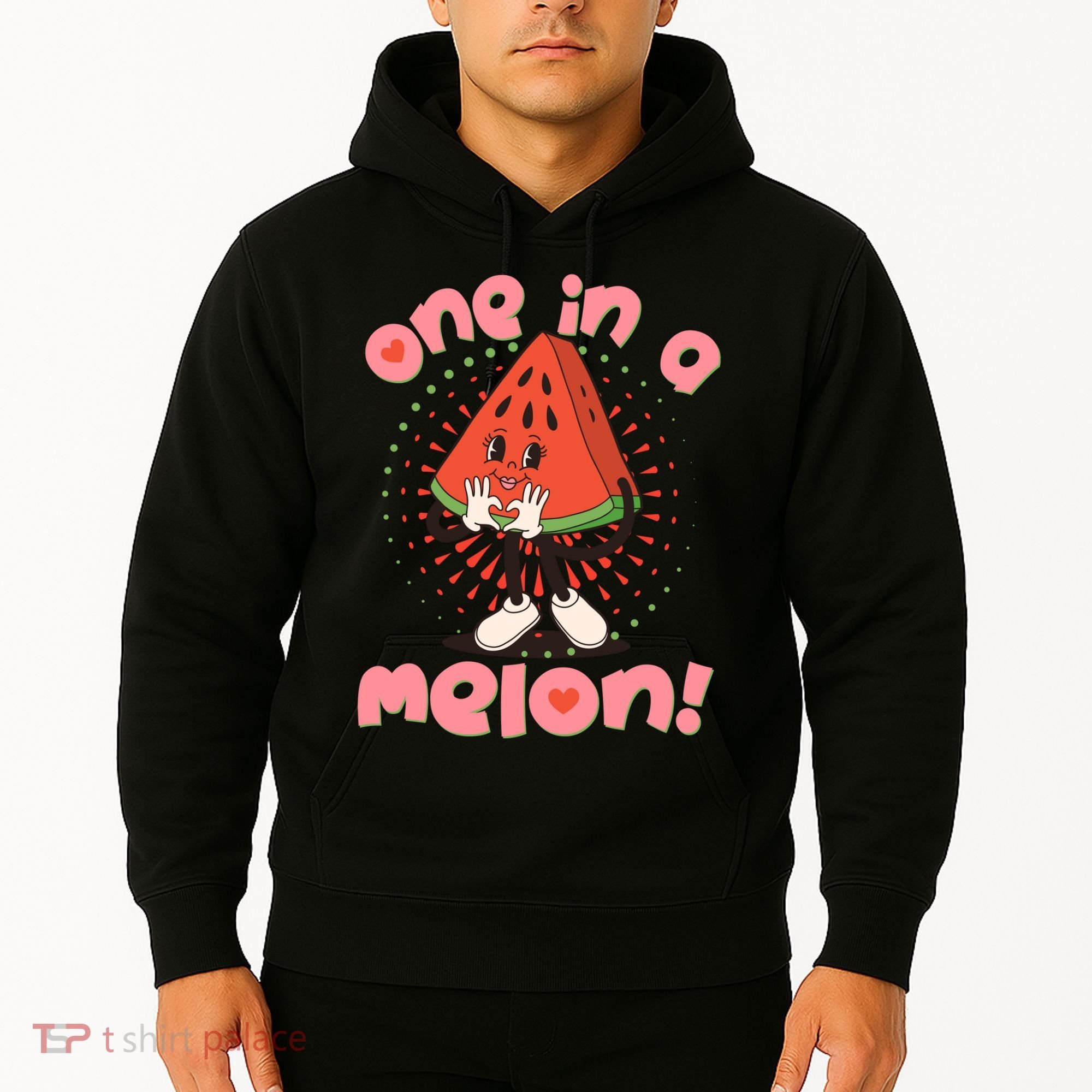 Cute Retro Cartoon Watermelon One In A Melon Hoodie