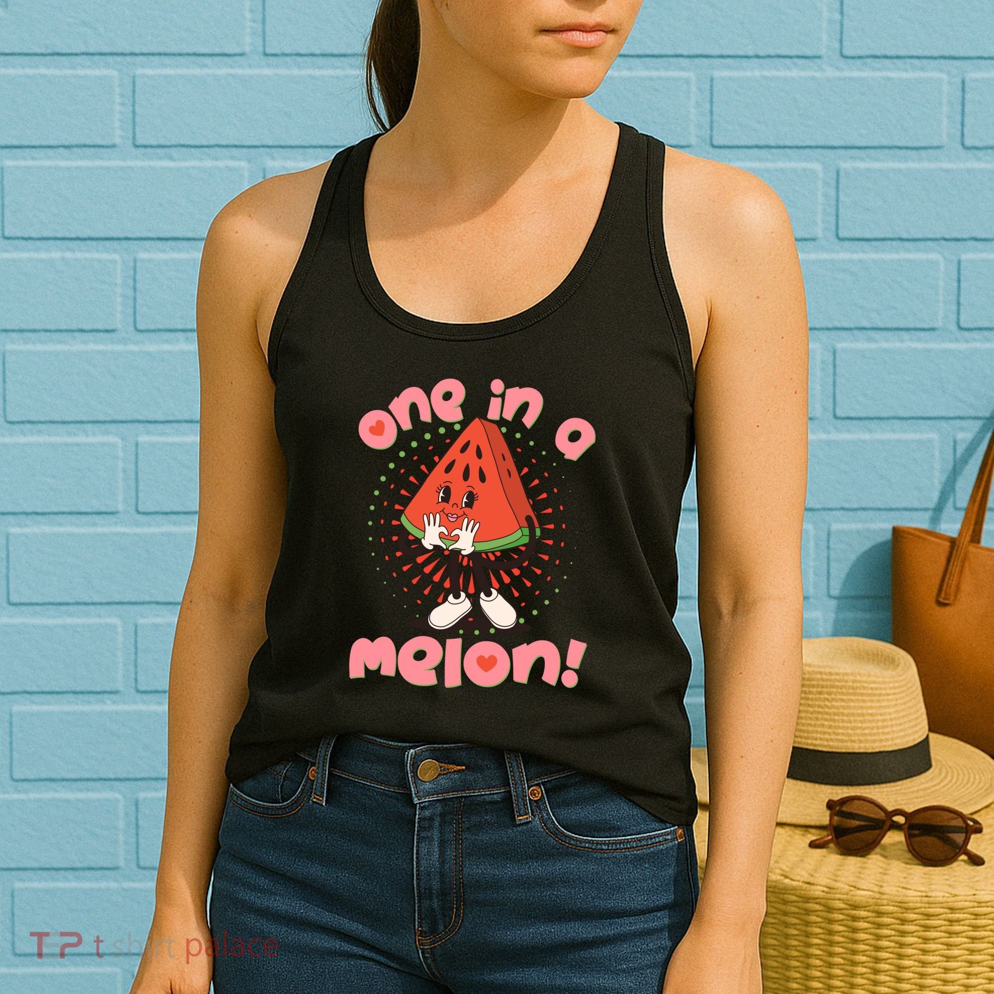 Cute Retro Cartoon Watermelon One In A Melon Women's Tank Top