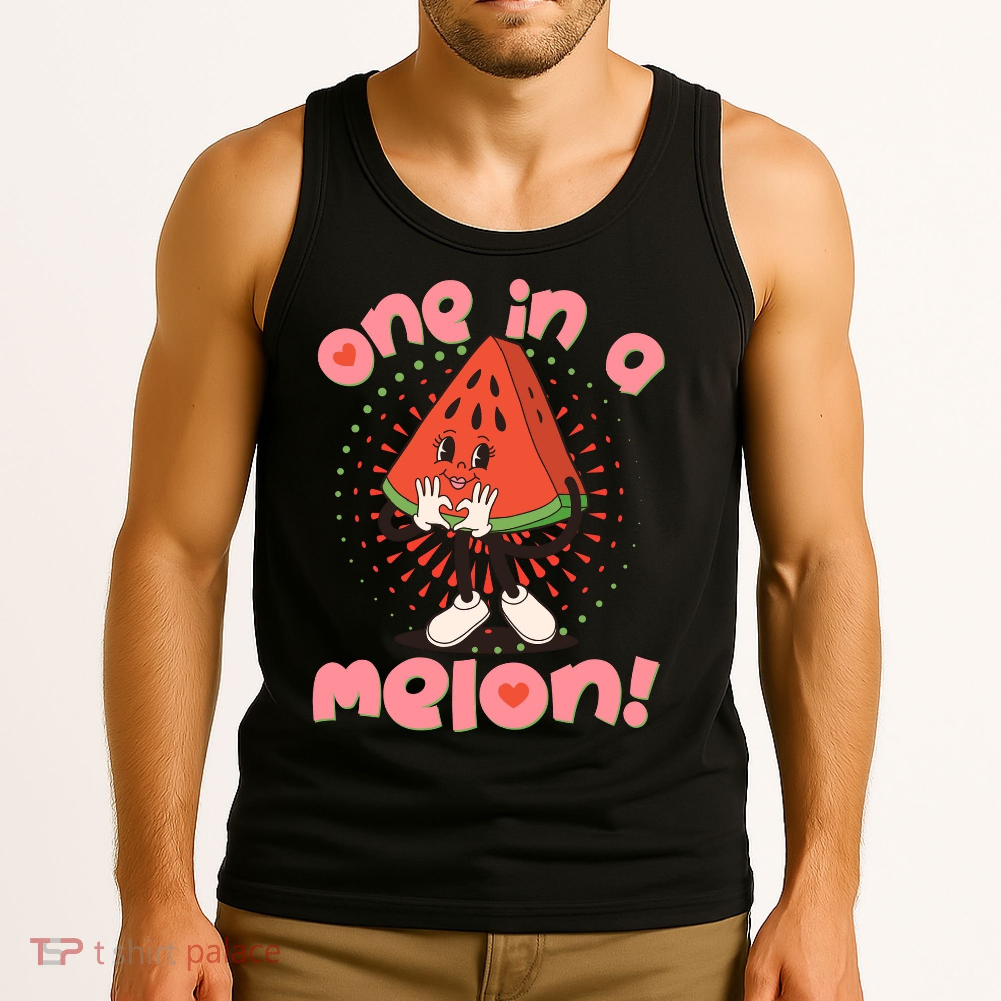 Cute Retro Cartoon Watermelon One In A Melon Tank Top
