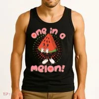 Cute Retro Cartoon Watermelon One In A Melon Tank Top thumb 3
