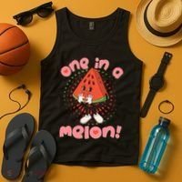 Cute Retro Cartoon Watermelon One In A Melon Tank Top thumb 4