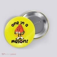 Cute Retro Cartoon Watermelon One In A Melon Button thumb 0