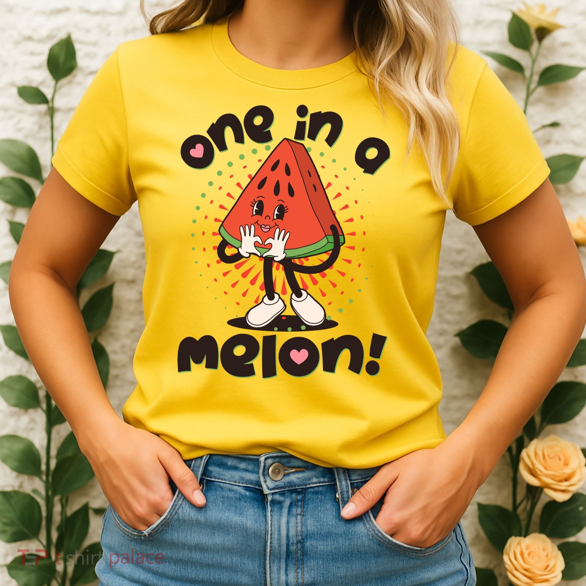 Cute Retro Cartoon Watermelon One In A Melon Women's T-Shirt