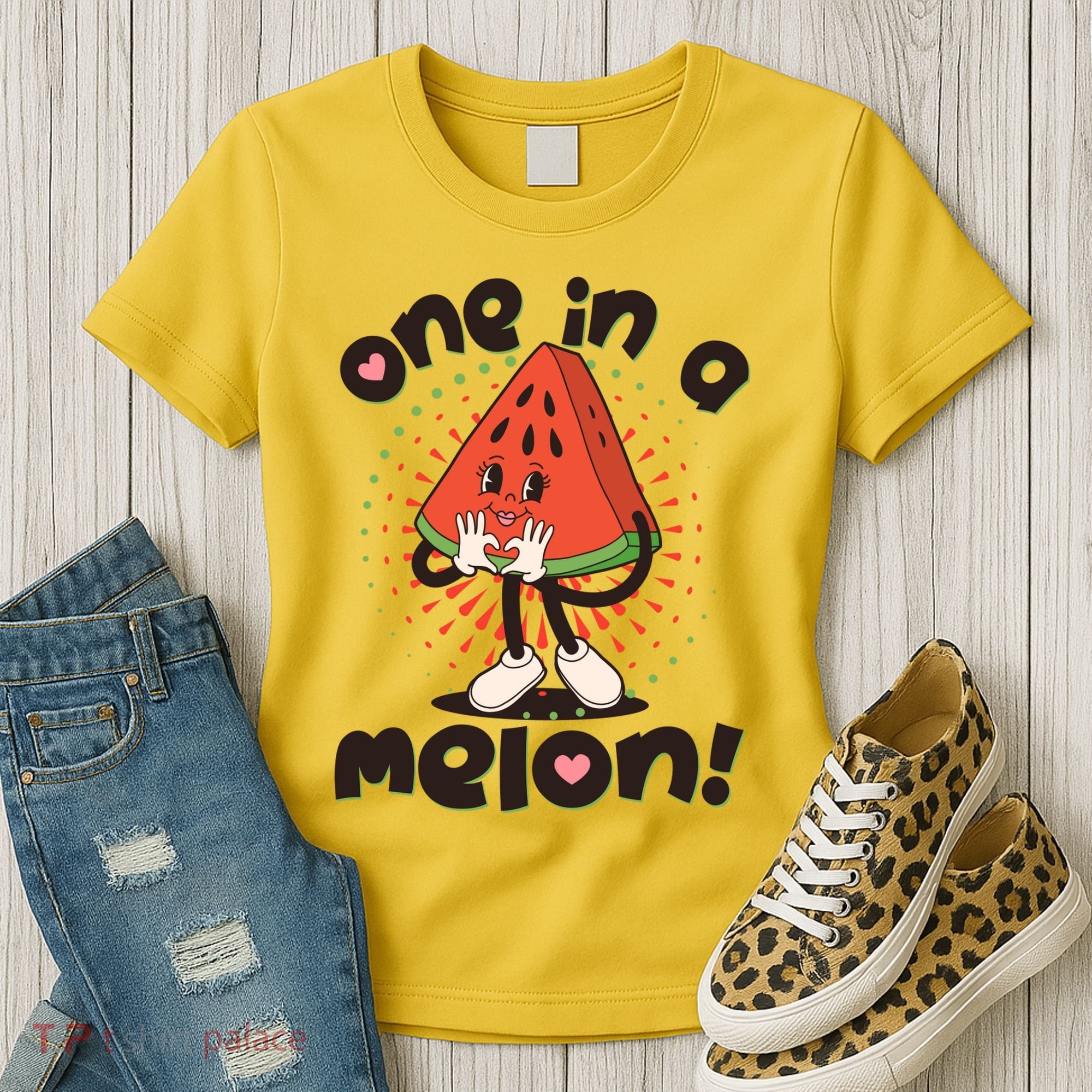 Cute Retro Cartoon Watermelon One In A Melon Women's T-Shirt