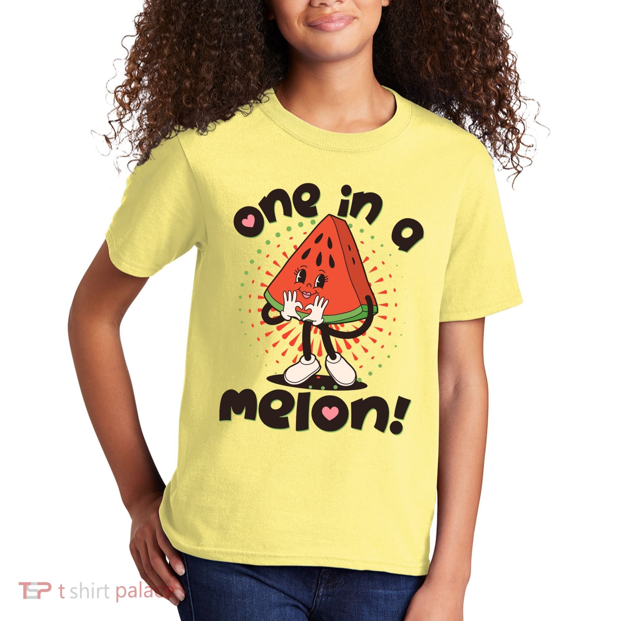 Cute Retro Cartoon Watermelon One In A Melon Kids T-Shirt