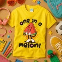 Cute Retro Cartoon Watermelon One In A Melon Kids T-Shirt thumb 3