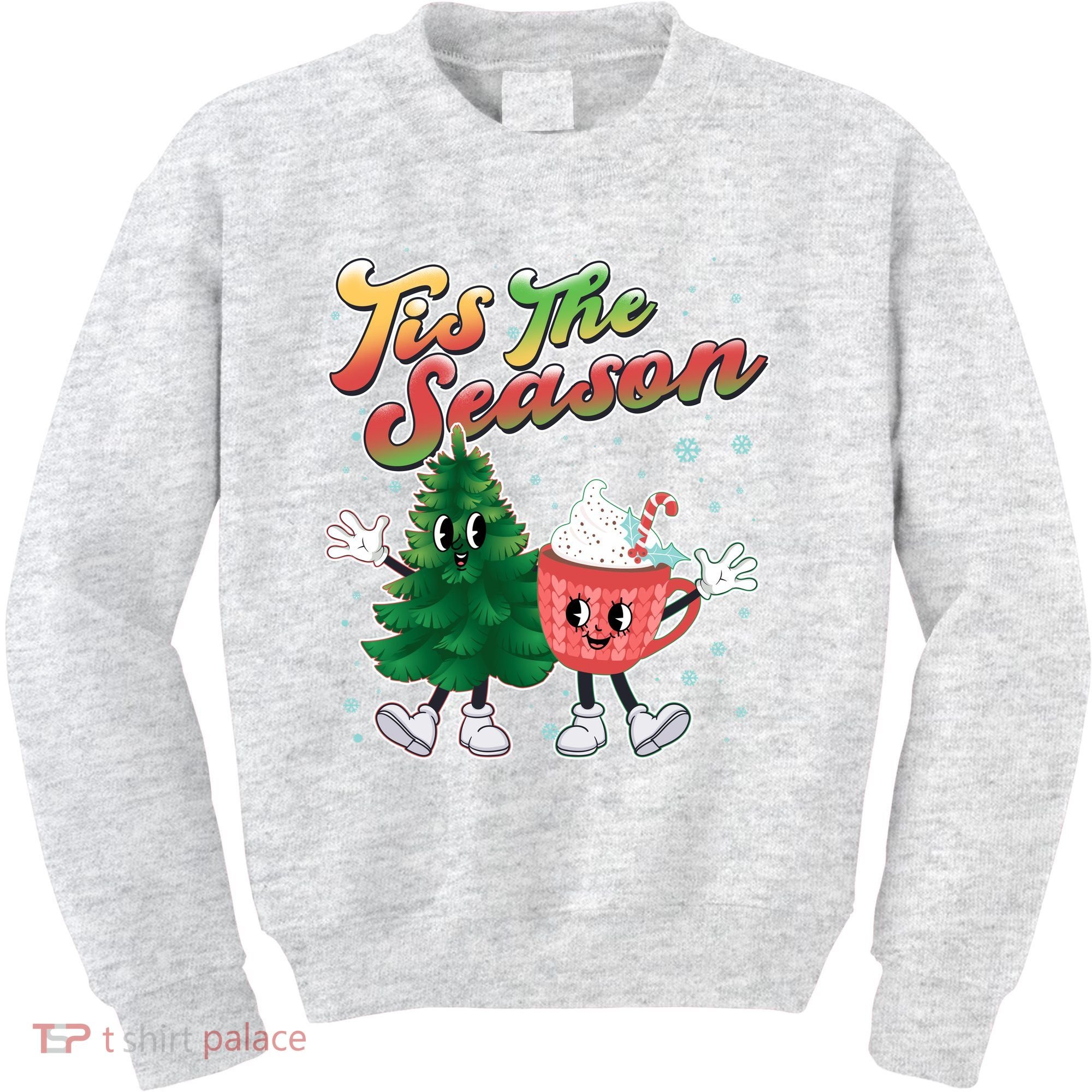 Cute Retro Cartoon Christmas Tis The Season Kids Sweatshirt