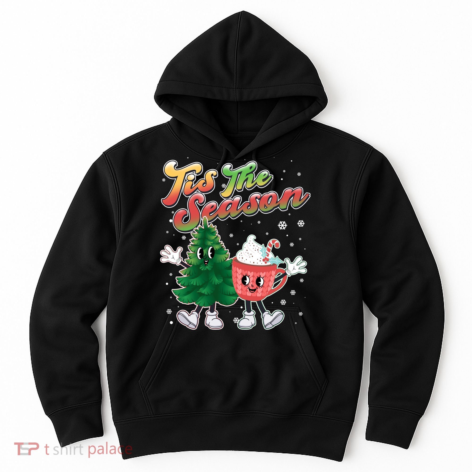 Cute Retro Cartoon Christmas Tis The Season Hoodie