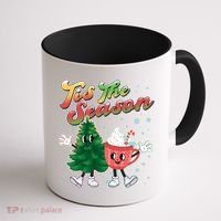 Cute Retro Cartoon Christmas Tis The Season Coffee Mug thumb 1