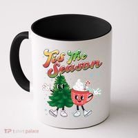 Cute Retro Cartoon Christmas Tis The Season Coffee Mug thumb 0