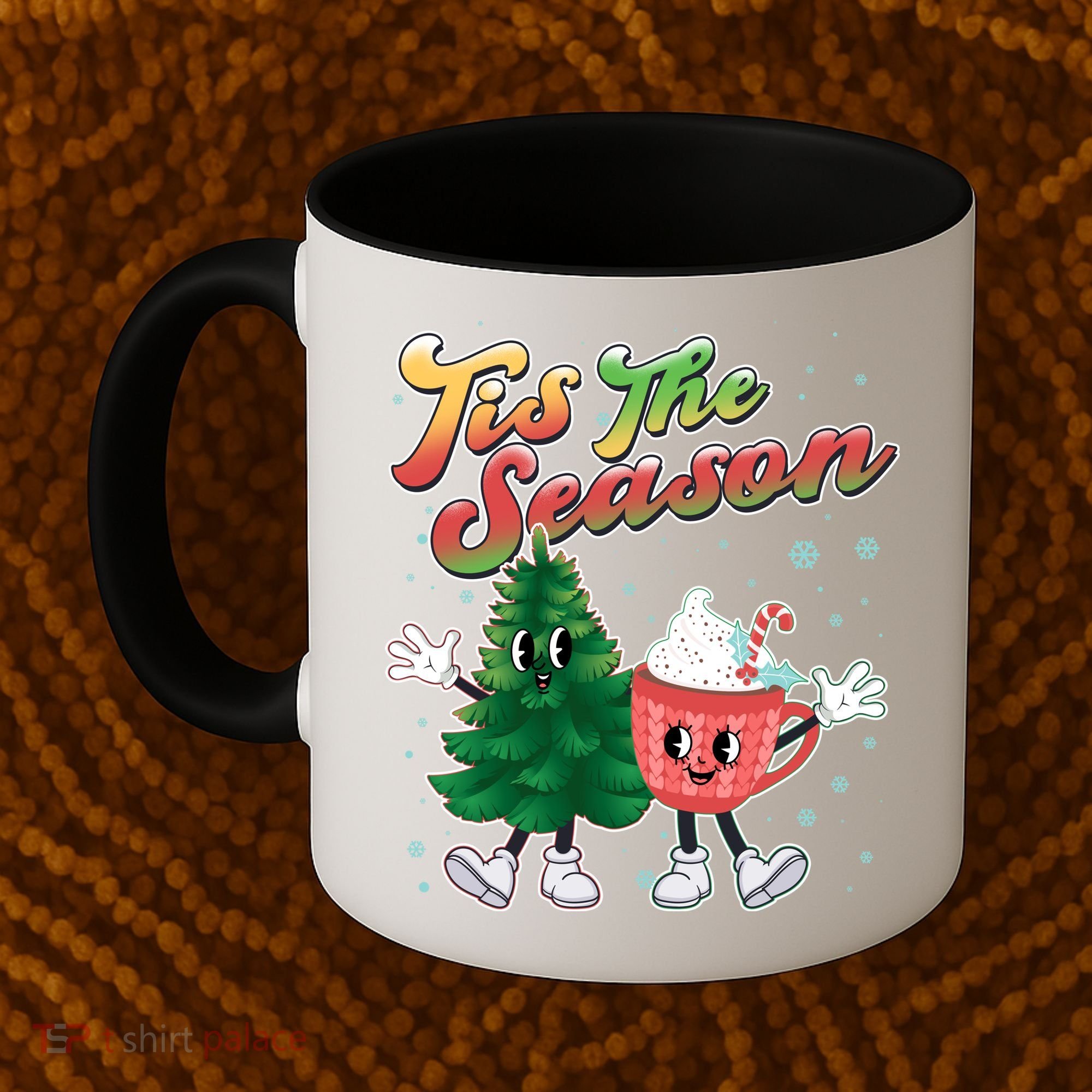 Cute Retro Cartoon Christmas Tis The Season Coffee Mug