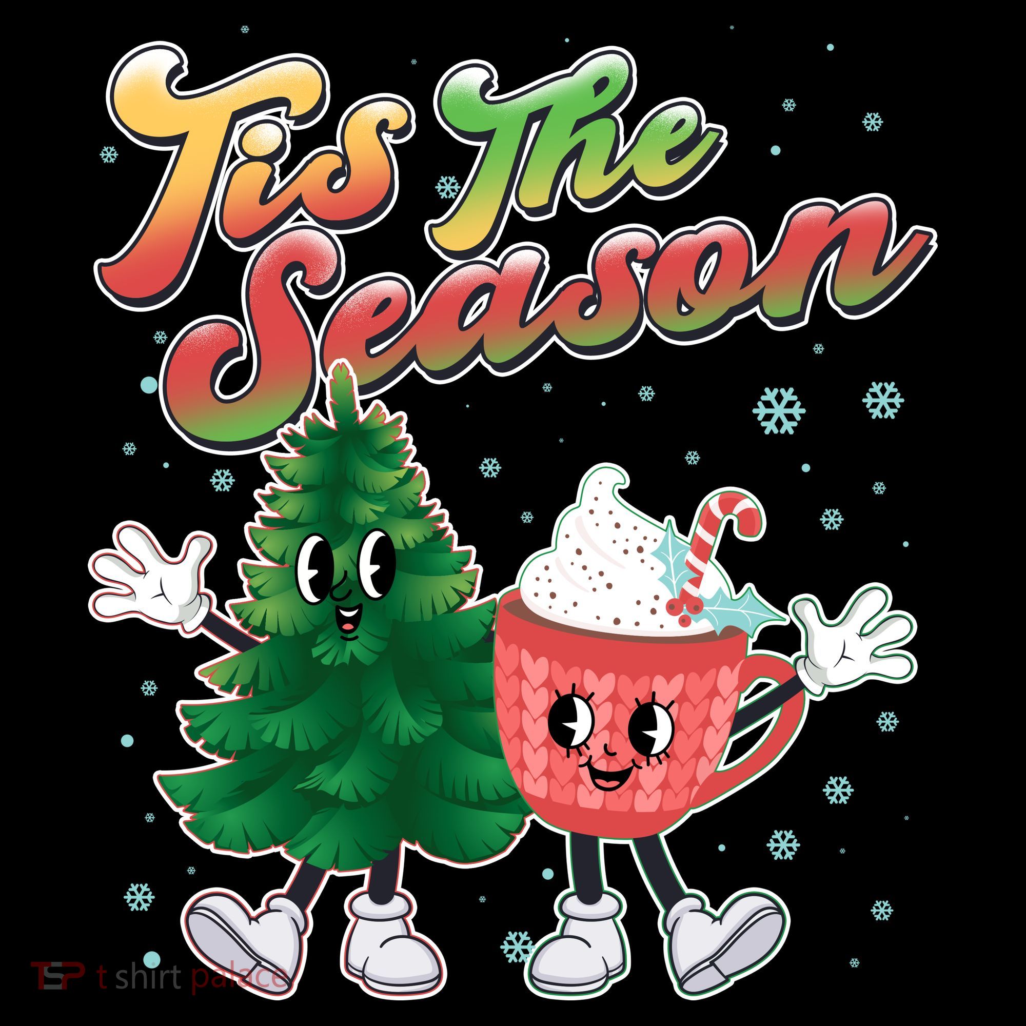 Cute Retro Cartoon Christmas Tis The Season Coffee Mug