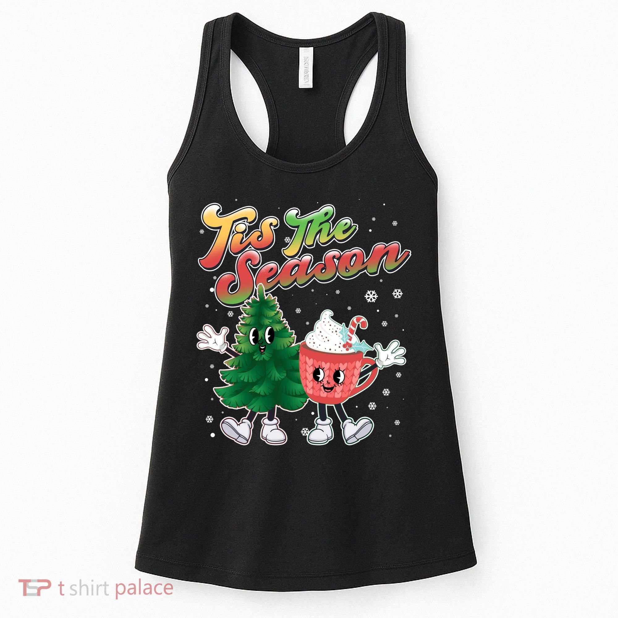 Cute Retro Cartoon Christmas Tis The Season Women's Tank Top
