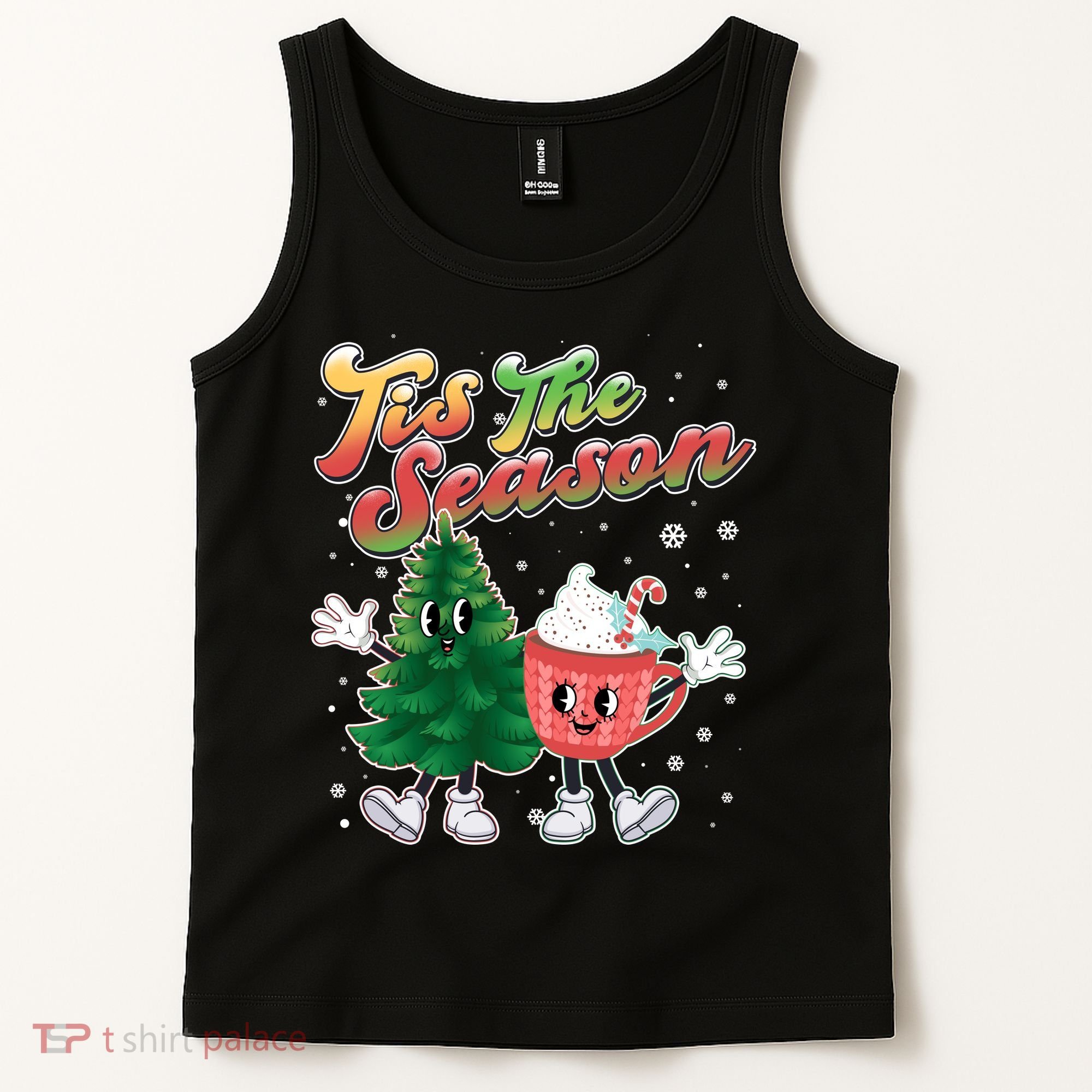 Cute Retro Cartoon Christmas Tis The Season Tank Top
