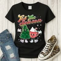 Cute Retro Cartoon Christmas Tis The Season Women's T-Shirt thumb 3