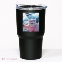 Cool Relaxed Cat on a Yacht Boat with Shark Funny Cat Meme Tumbler thumb 0