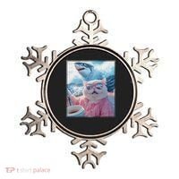 Cool Relaxed Cat on a Yacht Boat with Shark Funny Cat Meme Ornament thumb 0