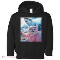 Cool Relaxed Cat on a Yacht Boat with Shark Funny Cat Meme Toddler Hoodie thumb 0