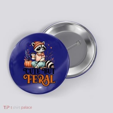 Coffee Raccoon Cute But Feral Autumn Design Gift Button